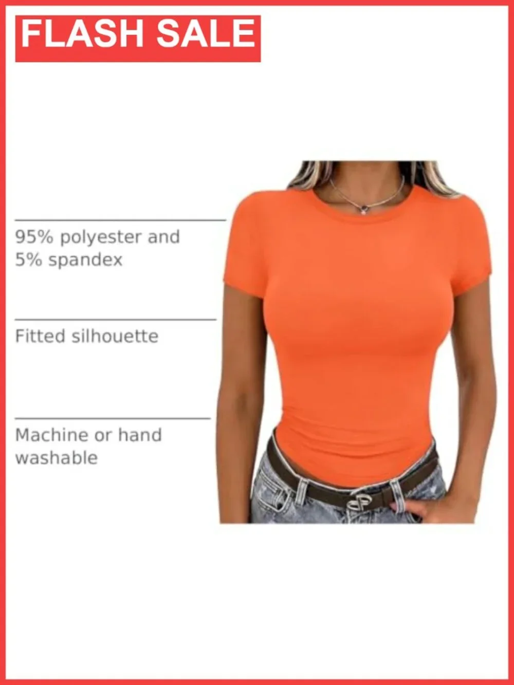 Women Short Sleeve Fitted Summer Top Stretchy Basic Tee